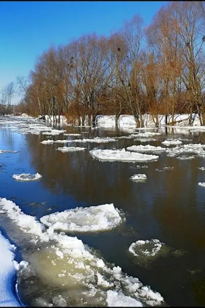 Апрель ледоход на реке