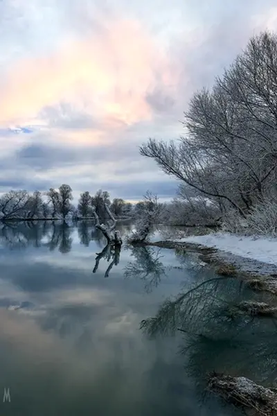 Река Кубань зимой